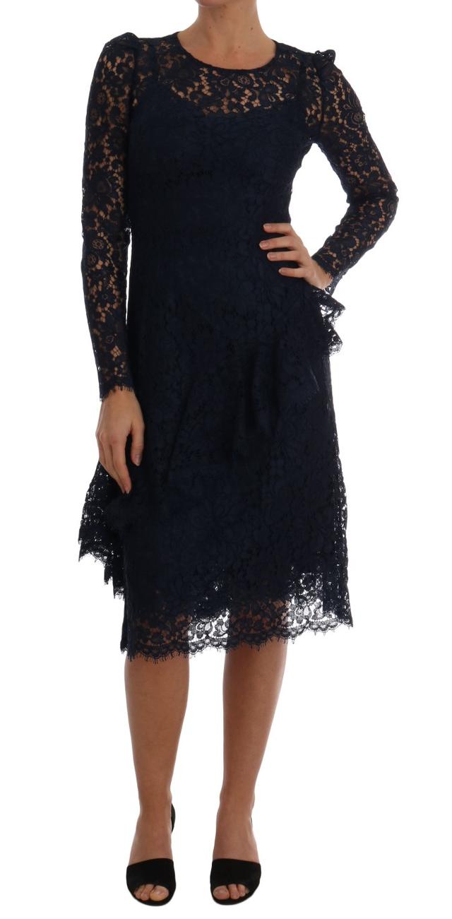 Dolce & Gabbana Blue Taormina Floral Lace Sheath Women's Dress