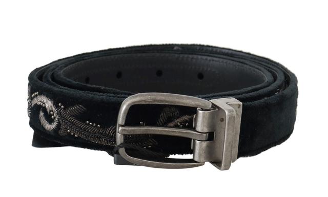 Dolce & Gabbana Black Cotton Royal Bee Embroidery Men's Belt