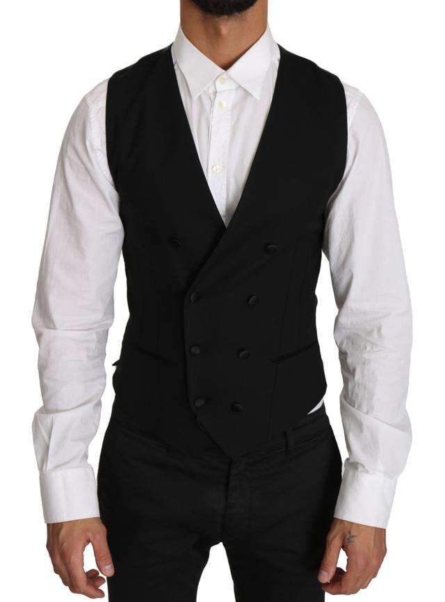 Dolce & Gabbana Gray Wool Double Breasted Waistcoat Men's Vest