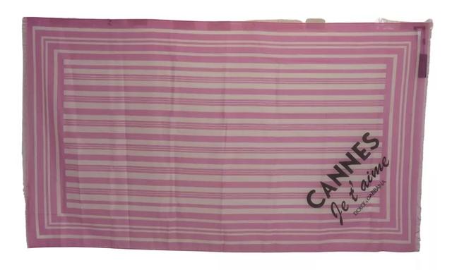 Dolce & Gabbana Pink White Striped Cannes Wrap Shawl Women's Scarf (Pre-Owned)