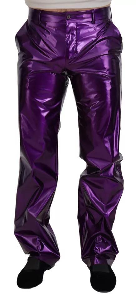 Dolce & Gabbana Purple Shining Men Casual Men's Pants (Pre-Owned)