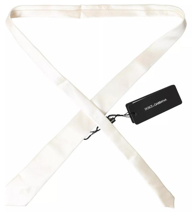 Dolce & Gabbana Off White Satin Silk Classic Men Men's Necktie (Pre-Owned)