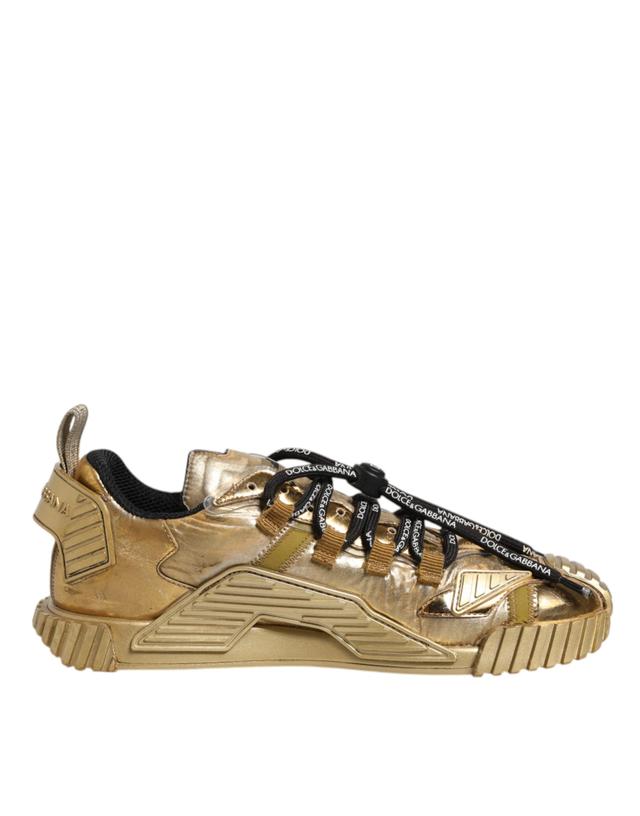 Dolce & Gabbana Gold Stretch Lace Up NS1 Sneakers Women's Shoes (Pre-Owned)