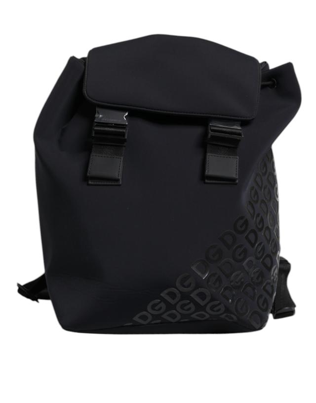 Dolce & Gabbana Black Neoprene Nylon DG Logo School Backpack Men's Bag