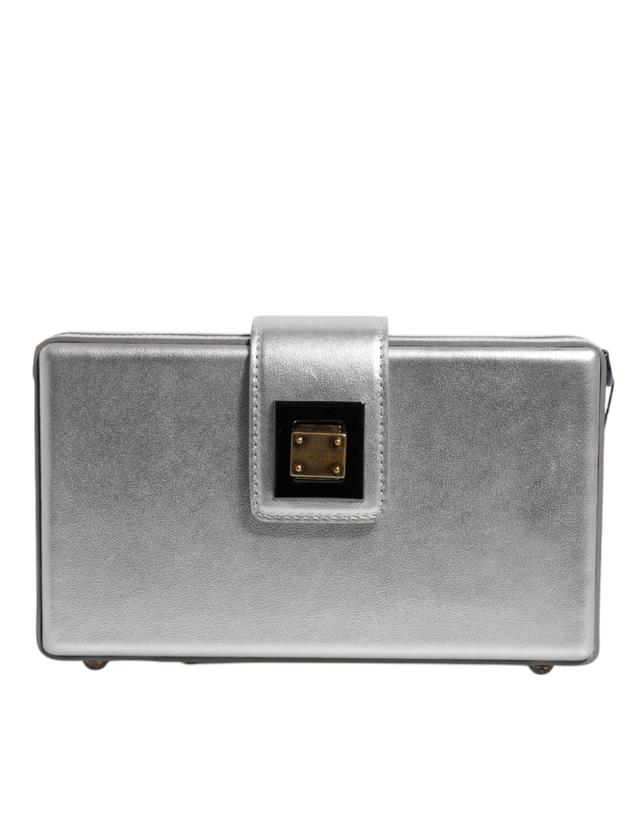 Dolce & Gabbana Metallic Silver DG BOX Leather Shoulder Strap Women's Bag (Pre-Owned)