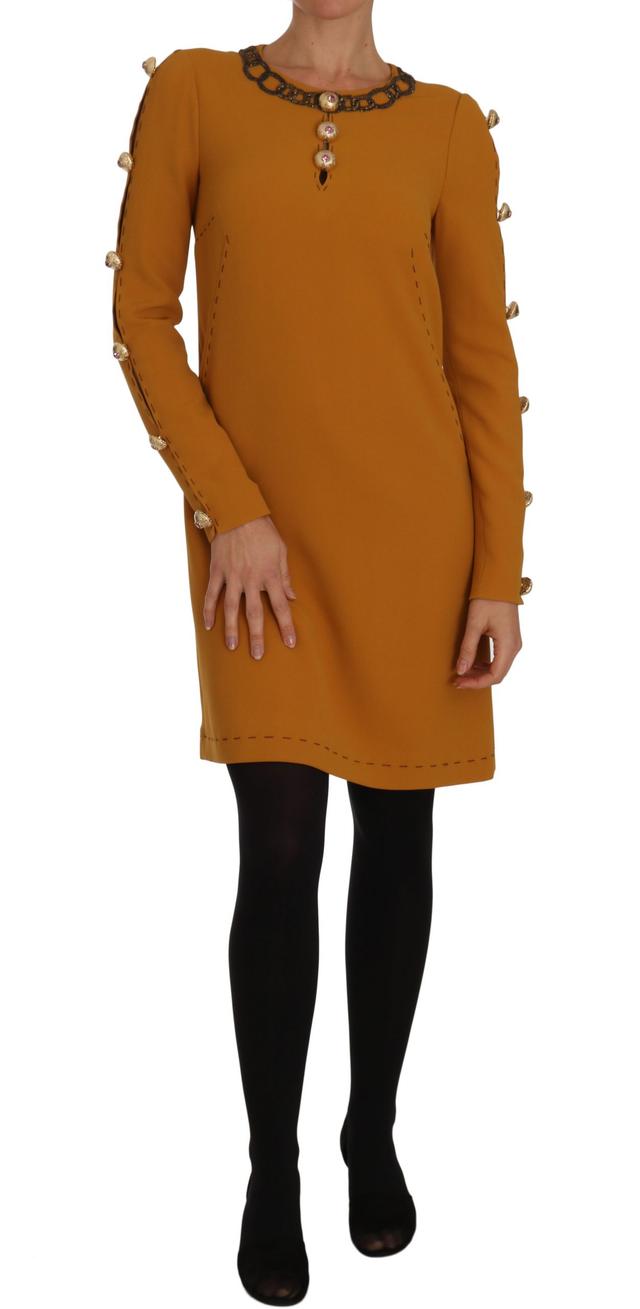 Dolce & Gabbana Brown Mini  Crystal Embellished Women's Dress