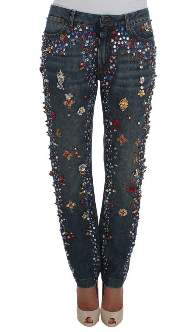 Dolce & Gabbana Crystal Roses Heart Embellished Women's Jeans