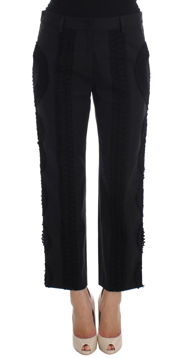 Dolce & Gabbana Black Cotton Stretch Torero Capris Women's Pants
