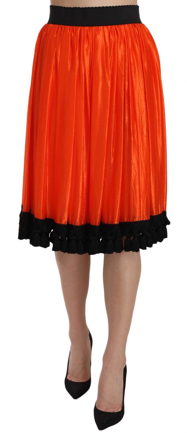 Dolce & Gabbana Orange High Waist Knee Length Women's Skirt