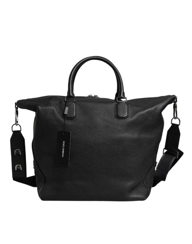 Dolce & Gabbana Black Calfskin Leather Hand Shoulder Duffle Men's Bag