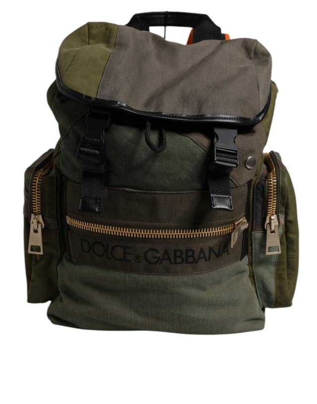 Dolce & Gabbana Military Green Patchwork Travel Backpack Men's Bag