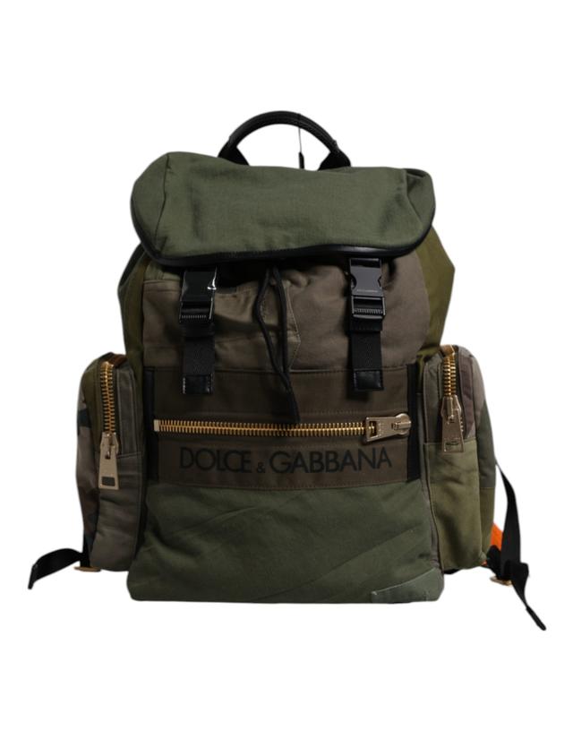 Dolce & Gabbana Military Green Patchwork Travel Backpack Men's Bag (Pre-Owned)