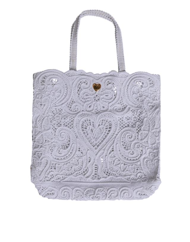 Dolce & Gabbana White Cordonetto Lace Beatrice Tote Shopping Women's Bag (Pre-Owned)
