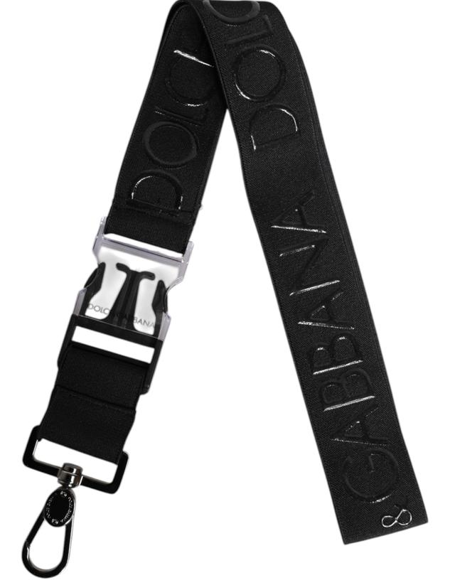 Dolce & Gabbana Black Stretch Polyester Rubberised DG Logo Men's Keychain