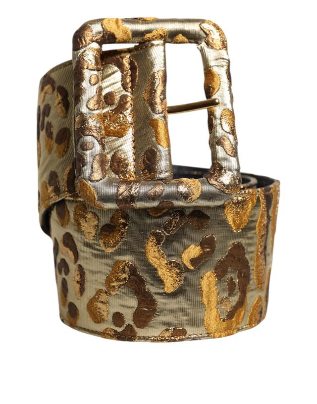 Dolce & Gabbana Gold Spotted Jacquard Fabric Wide Waist Women's Belt (Pre-Owned)