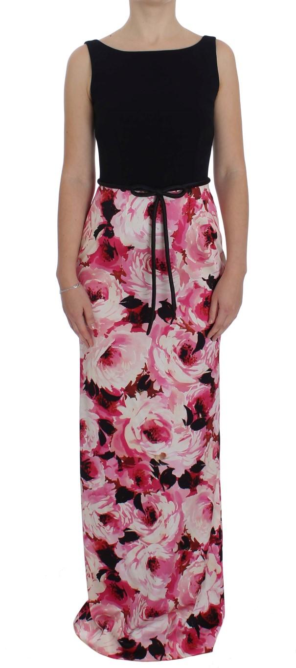 Dolce & Gabbana Pink Floral Print Long Maxi Sheath Women's Dress