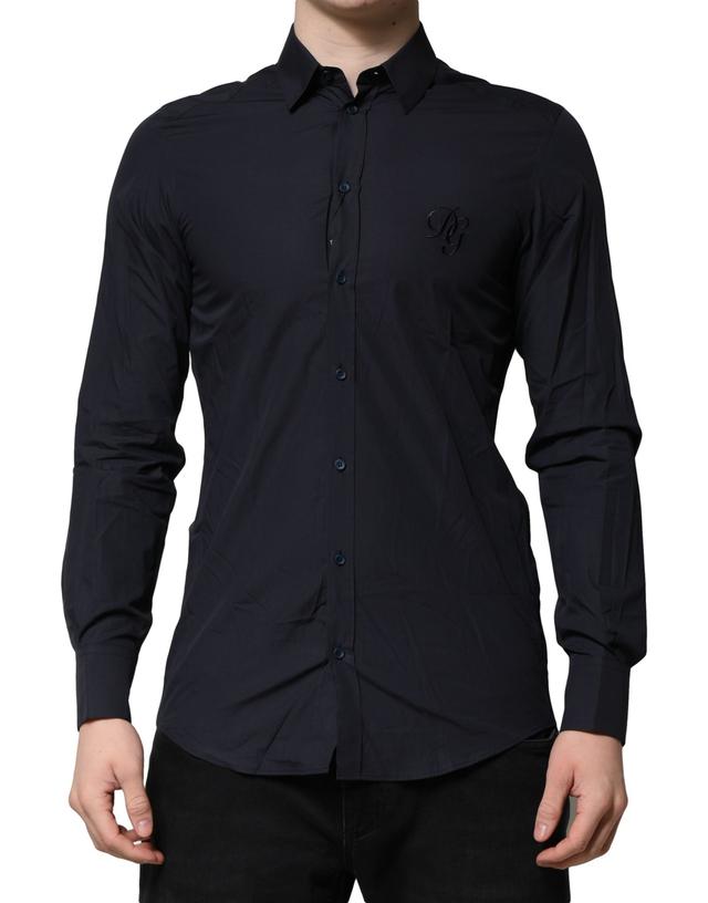 Dolce & Gabbana Dark Blue MARTINI Cotton Dress Formal Men's Shirt