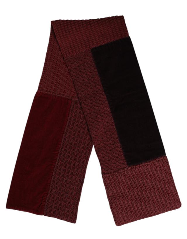 Dolce & Gabbana Maroon Black Neck Warmer Wrap Shawl Men's Scarf
