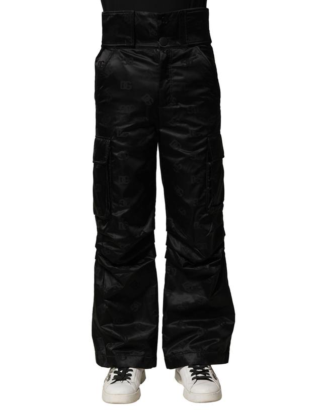 Dolce & Gabbana Black Nylon DG Logo Straight Men's Pants (Pre-Owned)