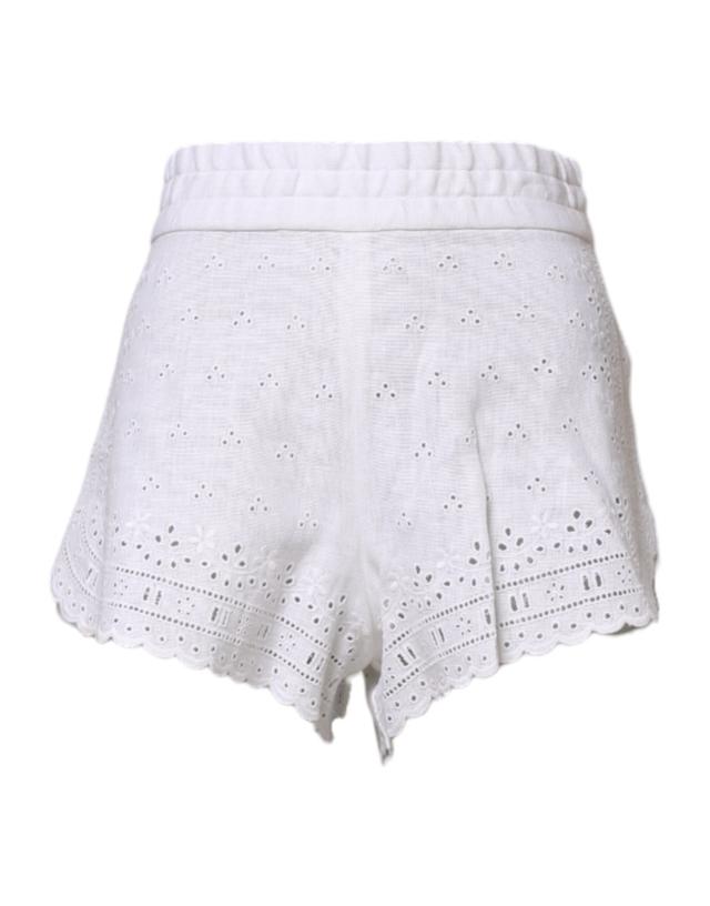 Dolce & Gabbana White Linen High Waisted Hot Pants Women's Shorts (Pre-Owned)