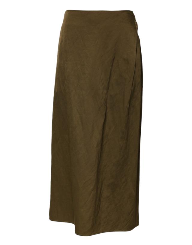 Jil Sander Olive Green Viscose A-line High Waist Midi Women's Skirt (Pre-Owned)