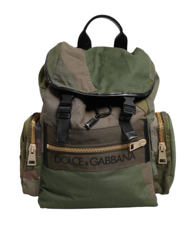Dolce & Gabbana Military Green Patchwork Rucksack Backpack Men's Bag