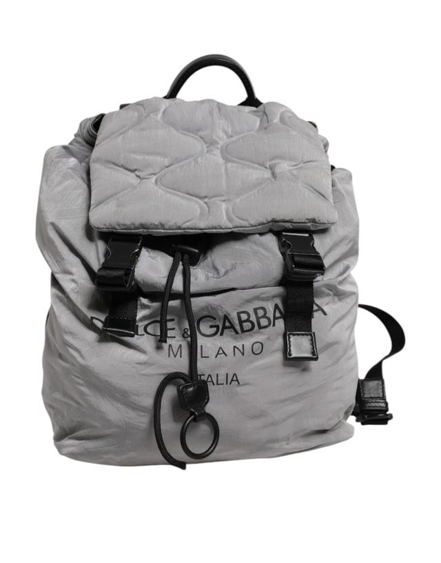 Dolce & Gabbana Gray Milano Print Drawstring Travel Backpack Men's Bag (Pre-Owned)
