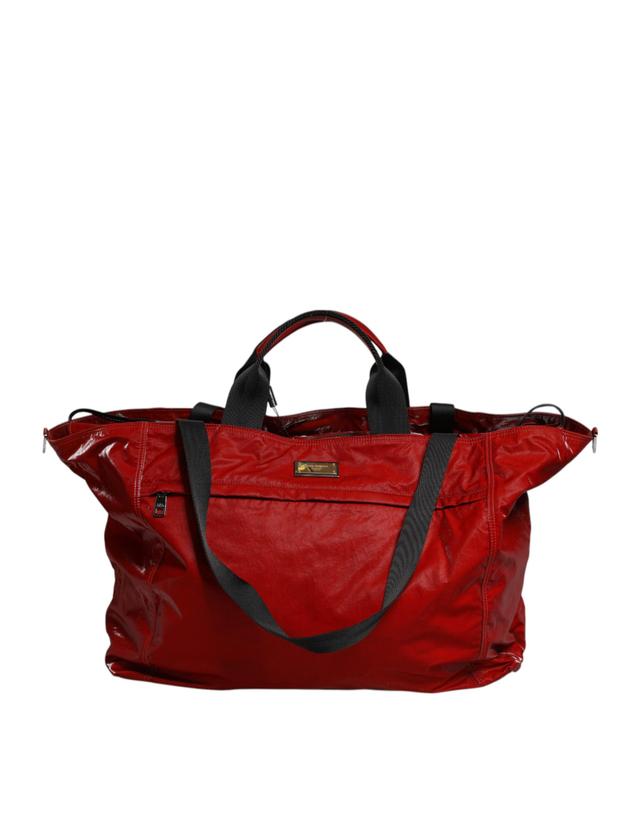 Dolce & Gabbana Red Nylon Hand Shoulder Duffel Travel Men's Bag