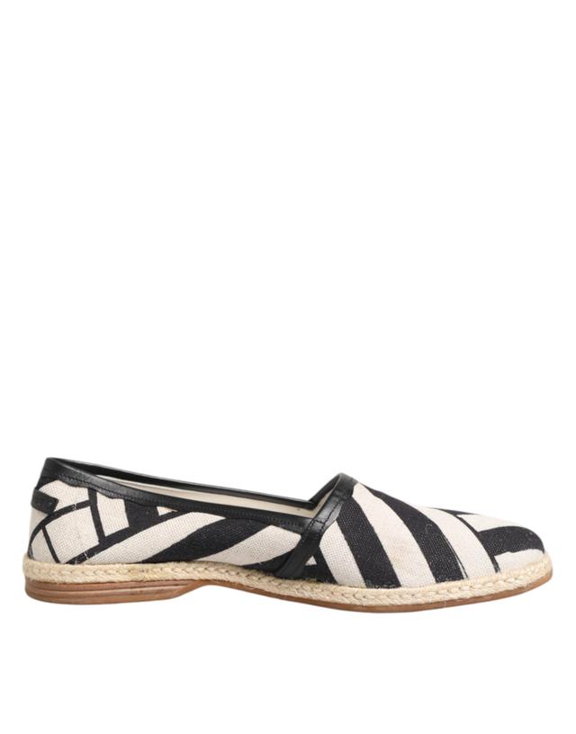 Dolce & Gabbana Black White Stripes Flat Espadrille Men's Shoes (Pre-Owned)