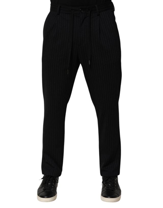 Dolce & Gabbana Black Stripes Viscose Skinny Dress Men Men's Pants (Pre-Owned)