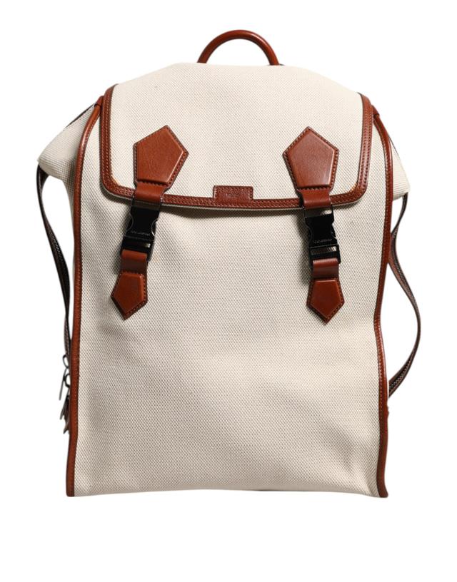 Dolce & Gabbana Beige Brown Canvas Leather EDGE Travel Men Back Pack Men's Bag (Pre-Owned)