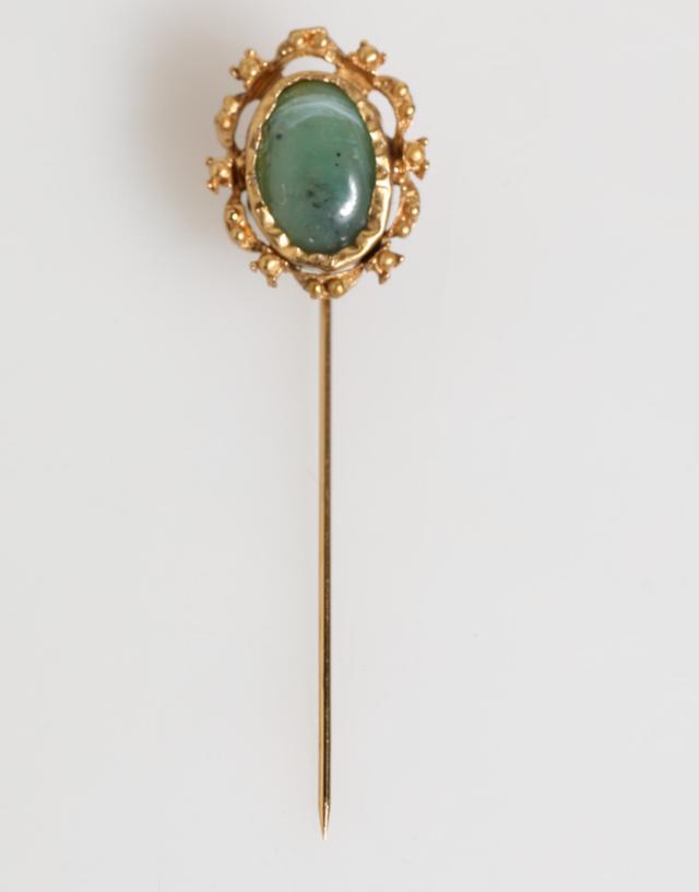 Dolce & Gabbana Gold Tone Green Stone Antique Men Accessory Brooch Men's Pin