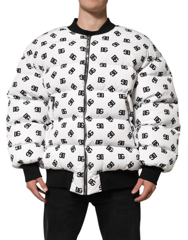 Dolce & Gabbana White DG Monogram Full Zip Quilted Men's Jacket (Pre-Owned)