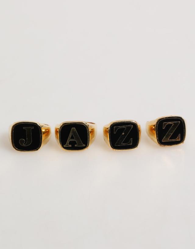 Dolce & Gabbana Gold Tone Brass JAZZ Letter Set 4 Pieces Adjustable Men's Ring (Pre-Owned)