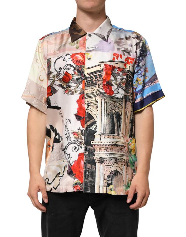 Dolce & Gabbana Multicolor Printed Casual Short Sleeve Men's Shirt (Pre-Owned)