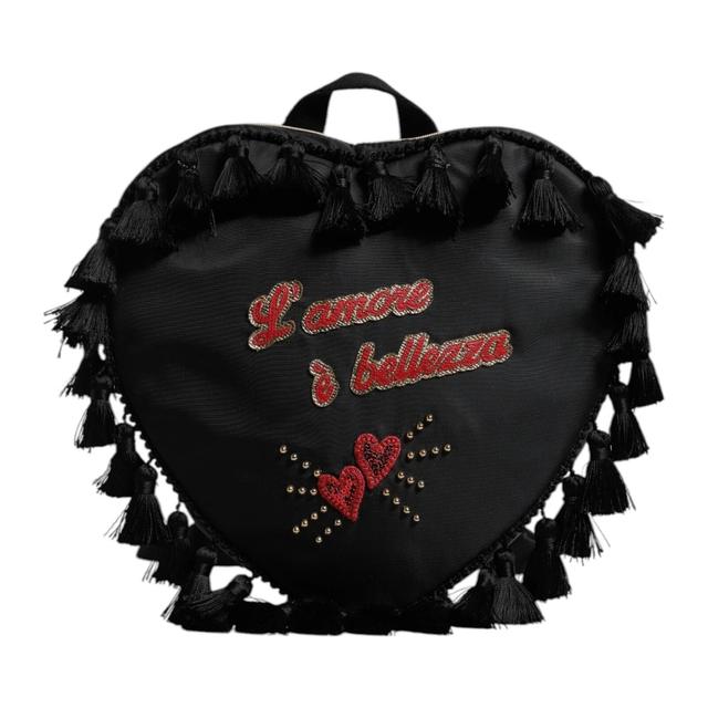 Dolce & Gabbana Black Heart L'Amore Patch Embellished Kids Women's Backpack (Pre-Owned)