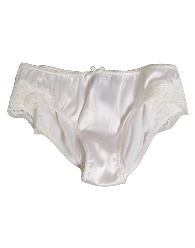 Dolce & Gabbana White Silk Satin Floral Lace Panty Brief Women's Underwear (Pre-Owned)
