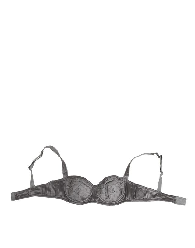 Dolce & Gabbana Gray Silk Underwired Balconette Bra Women's Underwear