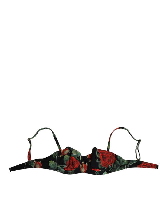 Dolce & Gabbana Black Floral Nylon Padded Balconnet Bra Women's Underwear (Pre-Owned)