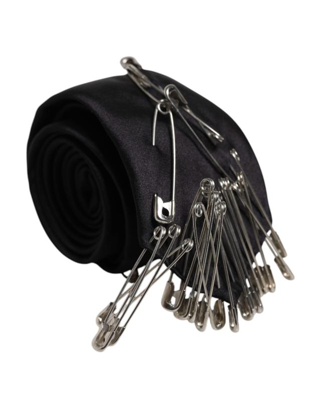 Dolce & Gabbana Black Safety Pins Silk Adjustable NeckMen's Accessory Men's Tie