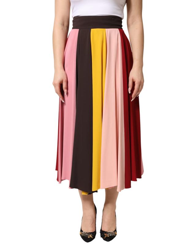 Dolce & Gabbana Multicolor Viscose High Waist Midi Women's Skirt (Pre-Owned)