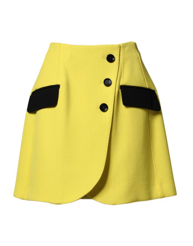 Dolce & Gabbana Yellow Wool Buttoned High Waist Mini Women's Skirt (Pre-Owned)