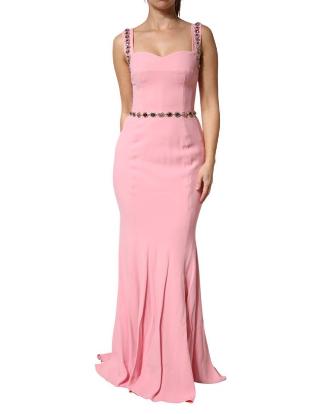 Dolce & Gabbana Pink Embellished Sheath Mermaid Gown Women's Dress (Pre-Owned)