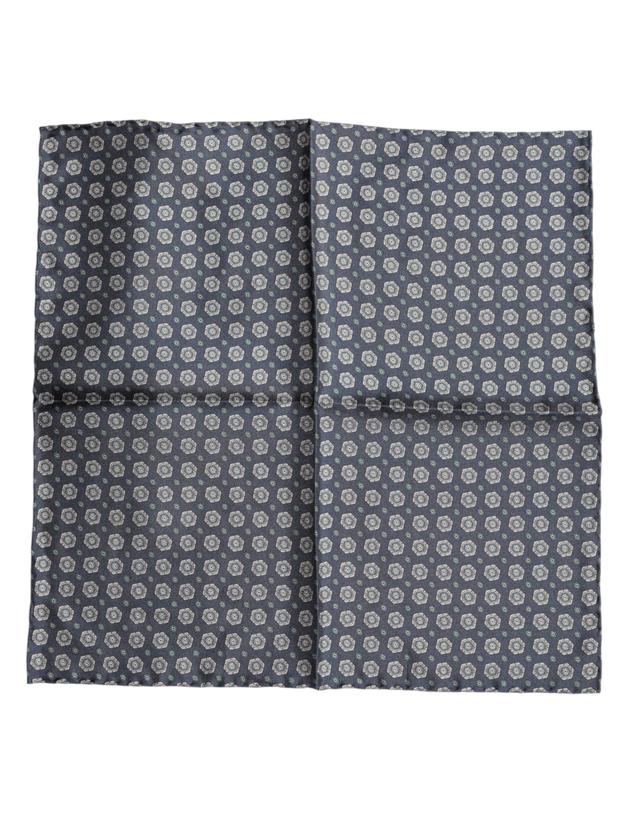 Dolce & Gabbana Blue Patterned Silk Square Handkerchief Men's Scarf