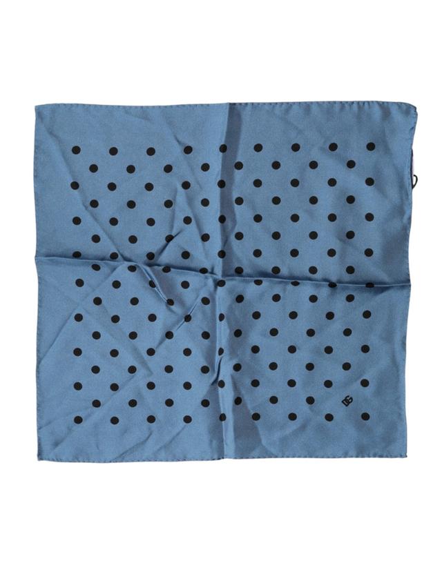 Dolce & Gabbana Blue Polka Dot Square Handkerchief Men's Scarf
