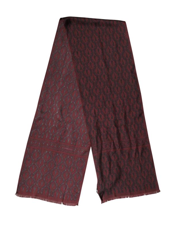 Dolce & Gabbana Maroon Patterned Silk Wrap Foulard Men 133cm x 22cm Men's Scarf