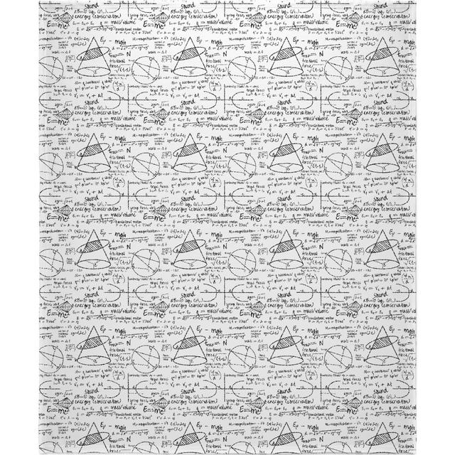 Math Equations Sherpa Blanket Academic White Cozy Throw