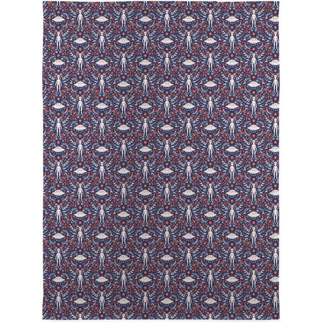 Sherpa Fleece Photo Blankets: Folk Art Alien Blanket, Sherpa, 30x40, Multicolor, Baltic