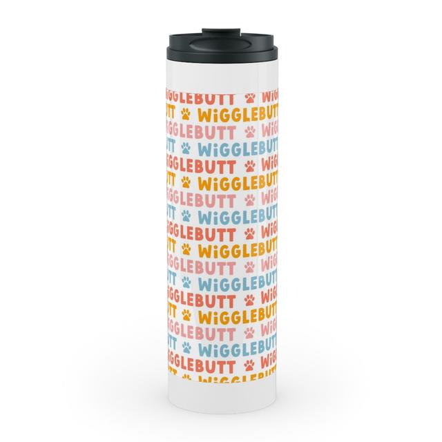 Travel Mugs: Wigglebutt - Multi Stainless Mug, White, 20oz