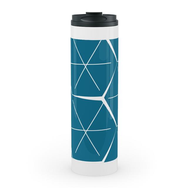 Travel Mugs: Hexagons - Blue Stainless Mug, White, 20oz, Blue, Tru
